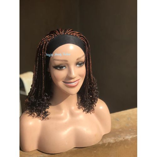 BRAIDED GHANA WEAVING WIG WITH CURL TIP